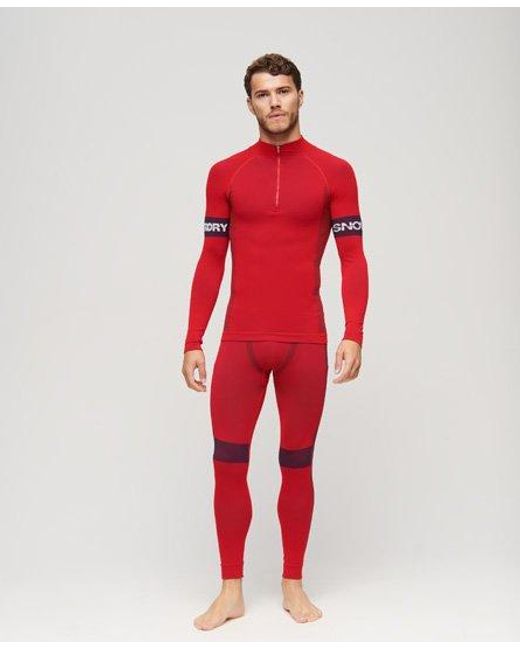 Superdry Red Sport Seamless 1/4 Zip Baselayer Top for men