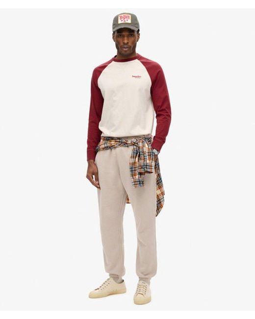 Superdry Red Essential Logo Baseball Long Sleeve Top for men