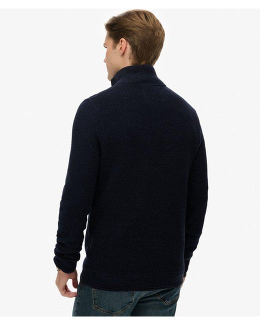 Superdry Blue & Co Cotton Texture Half-zip Jumper for men