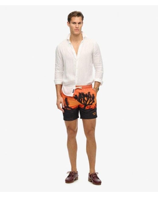 Superdry Red & Co Photographic 17-inch Recycled Swim Shorts for men