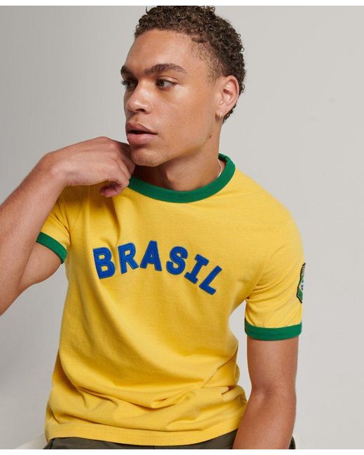 Superdry Ringspun Football Brazil Matchday T-shirt Yellow / Springs Yellow  for Men