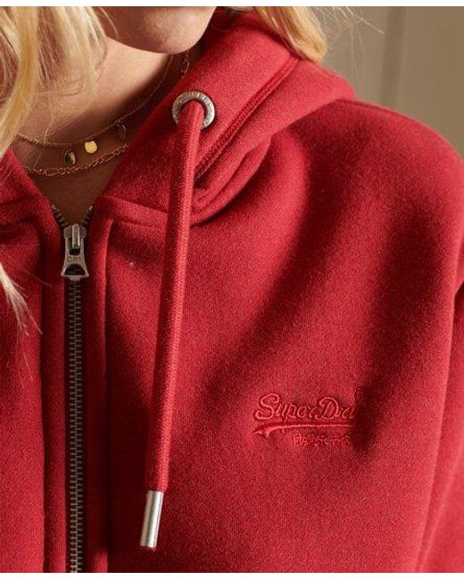 Superdry Loose Fit Vintage Logo Embroidered Zip Hoodie Rich Marl