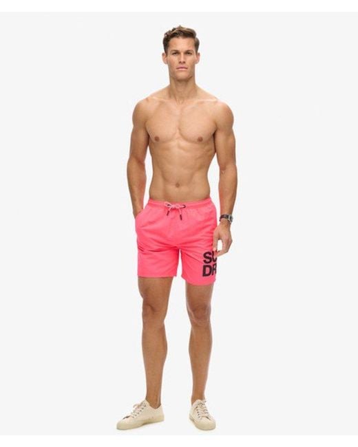 Superdry Gerecyclede Sportswear Zwemshort Met Logo - 43 Cm in het Red voor heren