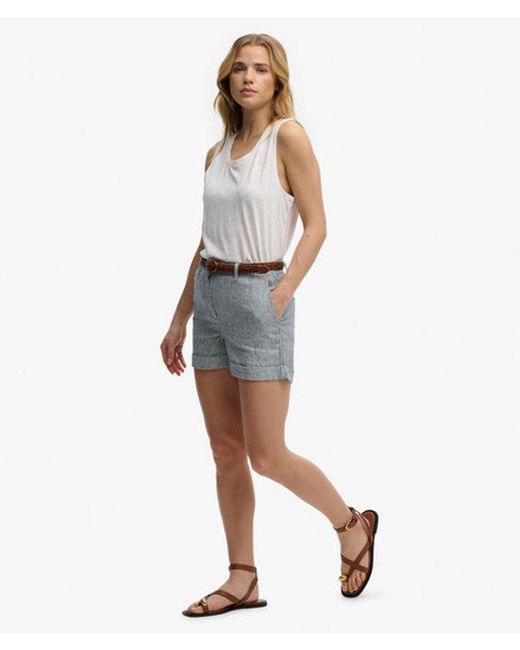 Superdry Blue & Co Mid Rise Linen Shorts