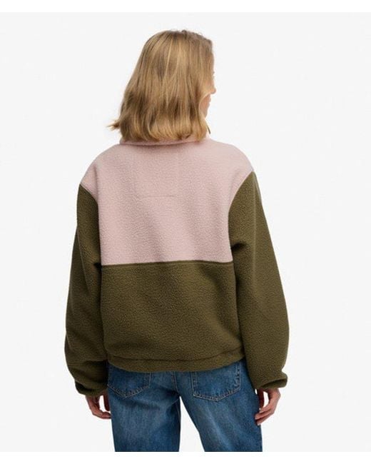Superdry Colour Block Fleece Pullover in het Green