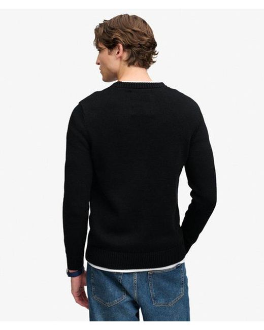 Superdry Black & Co Preppy Cotton Jumper for men