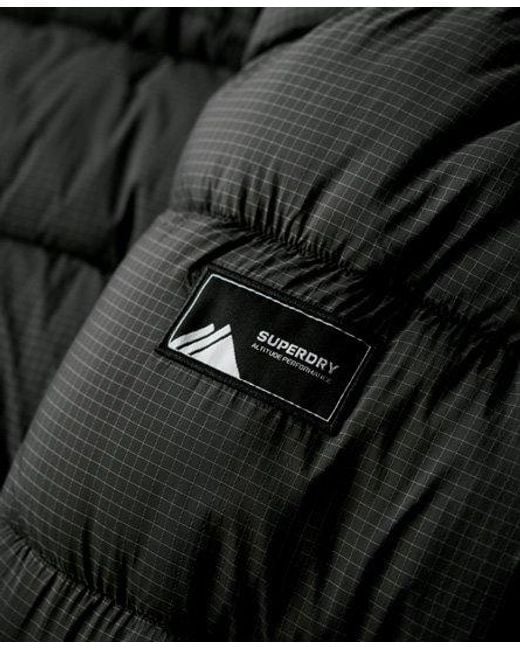 Superdry Black Ripstop Longline Puffer Jacket for men