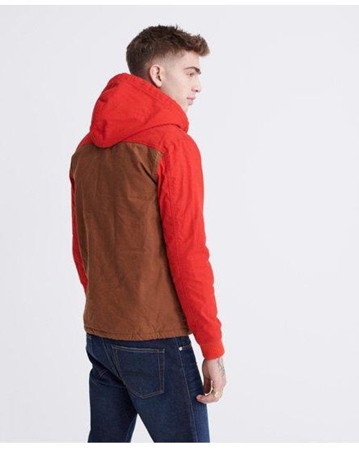 Superdry Red Hooded Worker Jacket Moorside/Tobacco for men