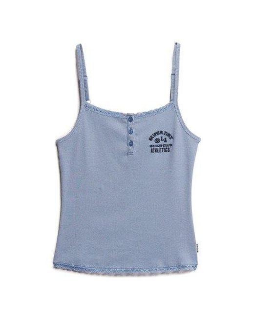 Superdry Blue Athletic Essentials Button Down Cami Top