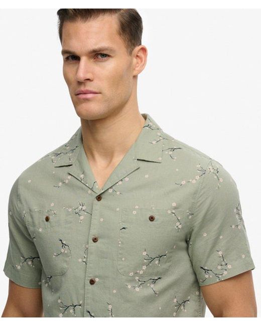 Superdry Green Short Sleeve Printed Beach Shirt for men