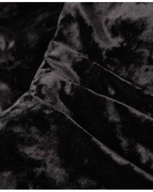 Robe longue en velours Superdry en coloris Black