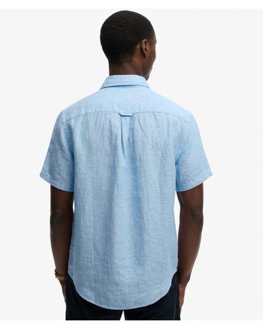 Superdry Blue & Co Riviera Short Sleeve Linen Shirt for men