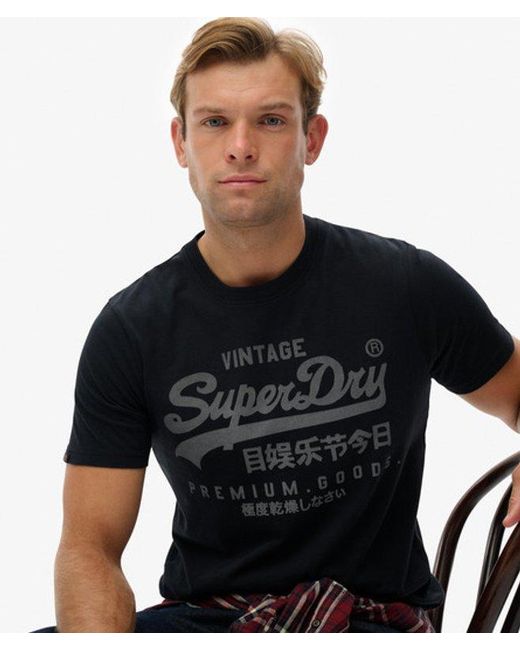 Superdry Black Vintage Logo Classic T-Shirt for men