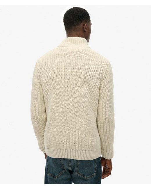 Superdry Natural & Co Jacob Cable Knit Half Zip Jumper for men