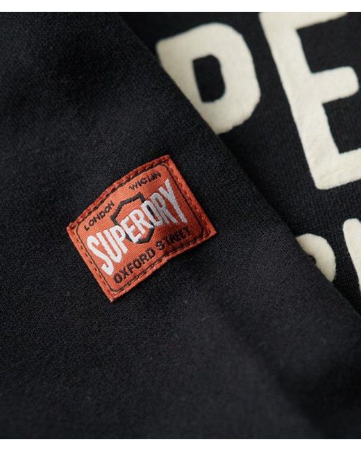 Superdry Black Classic Workwear Flock Graphic Hoodie for men