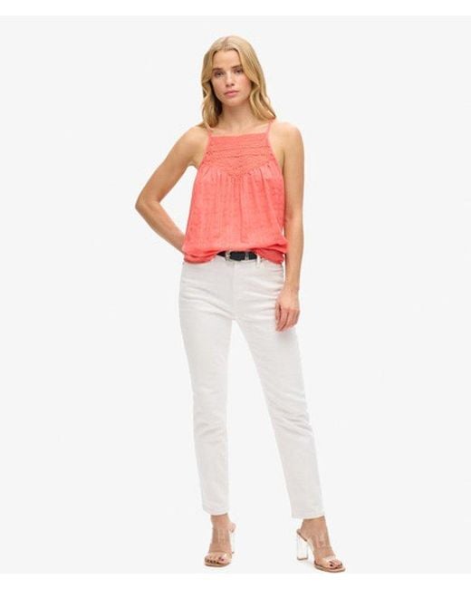 Superdry Red & Co Lace Cami Beach Top