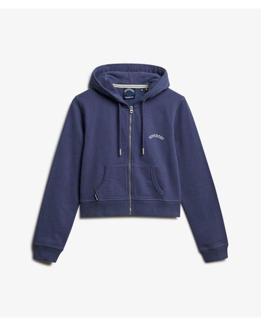 Superdry Blue & Co Essential Logo Cropped Zip Hoodie