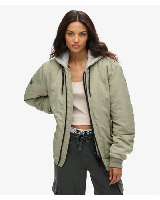 Superdry Green Oversized Military Hooded Ma1 Jacket