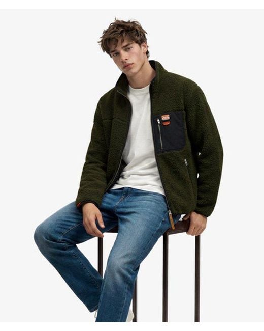 Superdry Black & Co Vintage Retro Borg Fleece Jacket for men
