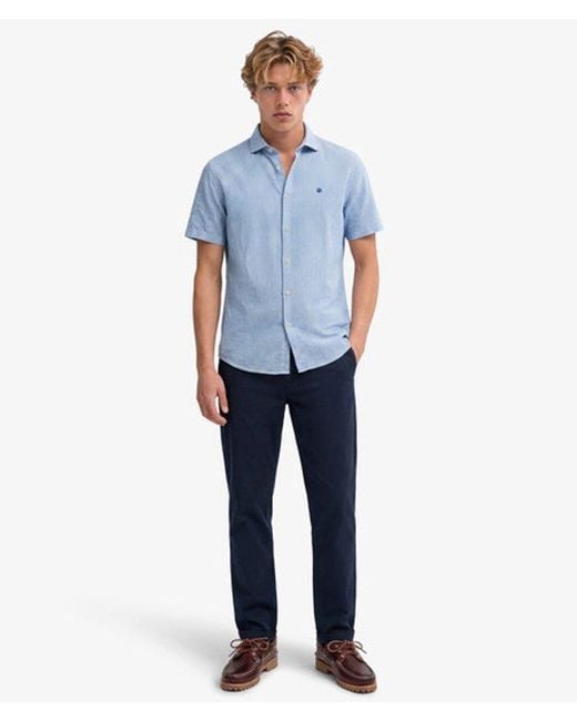 Superdry Blue & Co Riviera Short Sleeve Linen Shirt for men