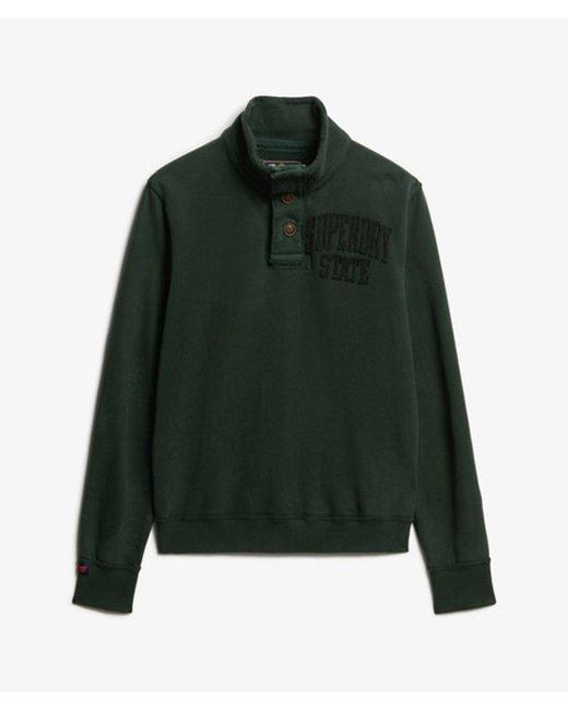 Superdry Green & Co Vintage Athletic Half Button Jumper for men