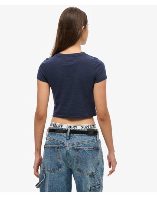Superdry Blue & Co Vintage Stripe Crop T-shirt