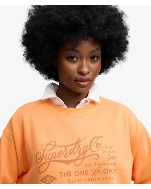 Superdry Orange & Co Industry Worker Loose Crew Sweatshirt