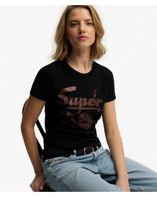 Superdry Black & Co Band Merch Fitted T-shirt