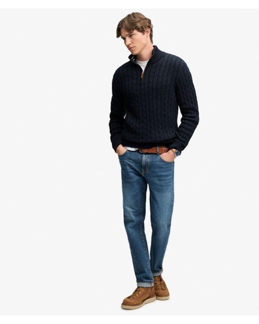Superdry Blue & Co Organic Cotton Classic Cable Half-zip Jumper for men
