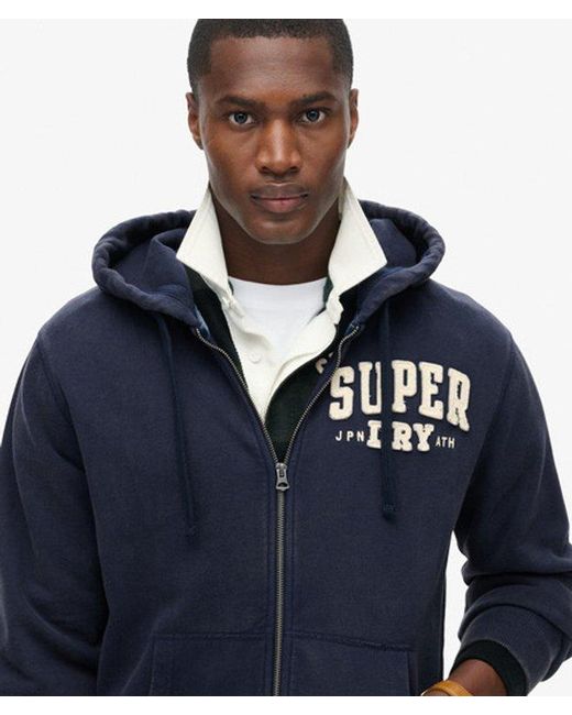 Superdry Blue & Co Vintage Athletic Zip Hoodie for men