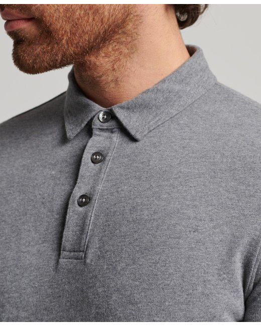 Superdry Long Sleeve Cotton Jersey Polo Shirt Dark Grey / Mid Grey Marl in  Gray for Men | Lyst