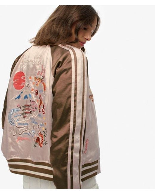 Superdry Women's Natural Suikajan Embroidered Bomber