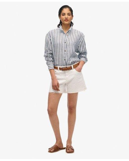 Femme Chemise Boyfriend Décontractée En Lin Taille Superdry en coloris Gray