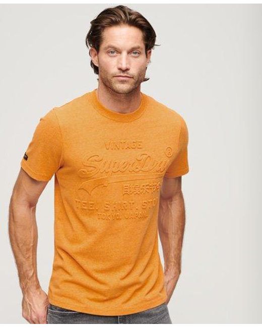 Superdry Orange Embossed Vintage Logo T-shirt for men