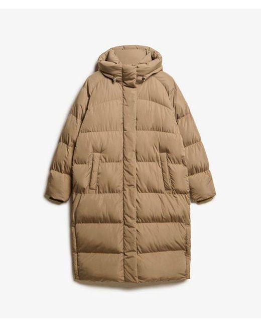 Superdry Natural & Co Classic Long Hooded Puffer Coat