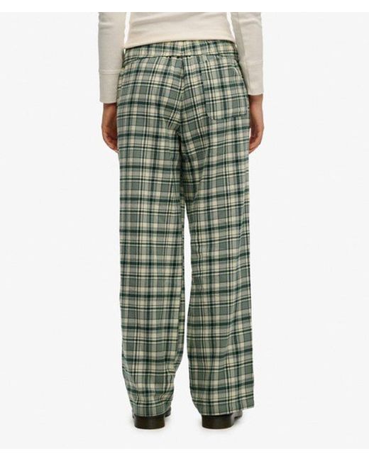 Superdry Green & Co Cotton Check Elastic Trousers
