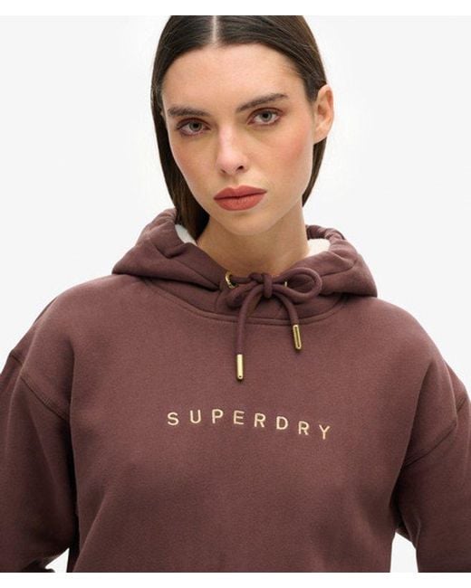 Superdry Brown Luxe Metallic Logo Hoodie Dress