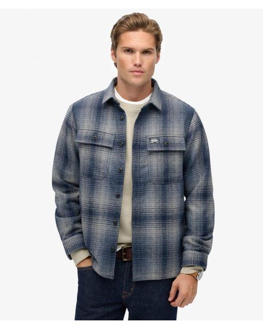 Superdry Blue Wool Miller Overshirt for men