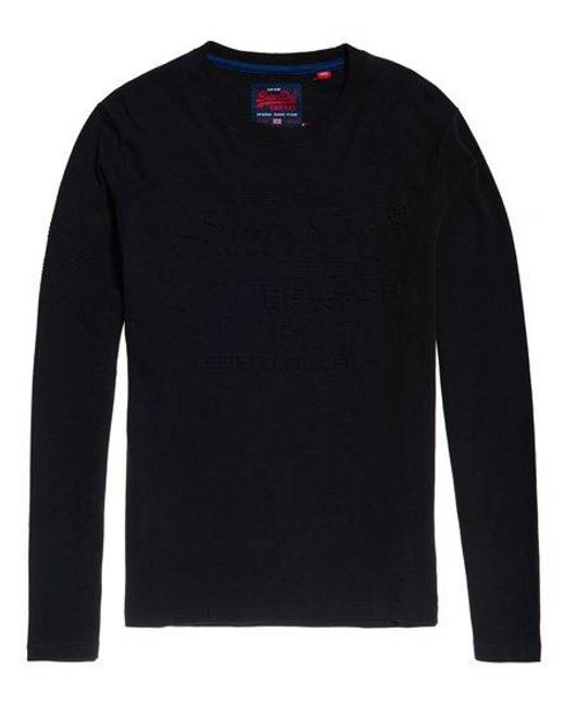Superdry Black Vintage Authentic Embossed Long Sleeve T-Shirt Tin Tab for men