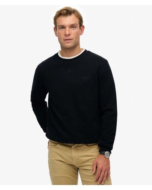 Homme Sweatshirt Essential Logo Col Rond Taille Superdry pour homme en coloris Black