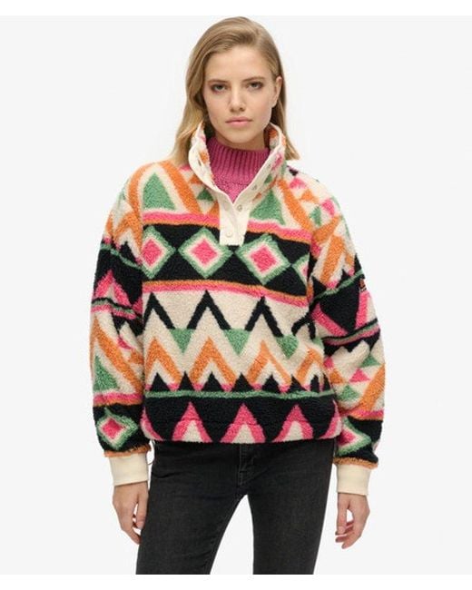 Superdry Red Classic Colourblock Super Soft Printed Henley Jumper