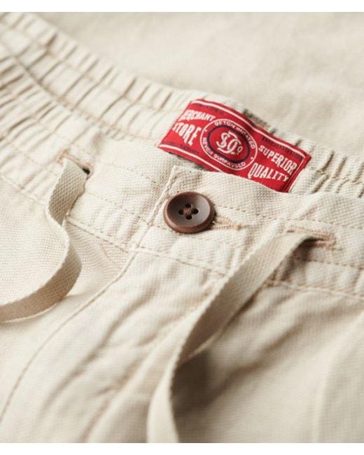 Superdry Natural The Merchant Store- Linen Shorts for men