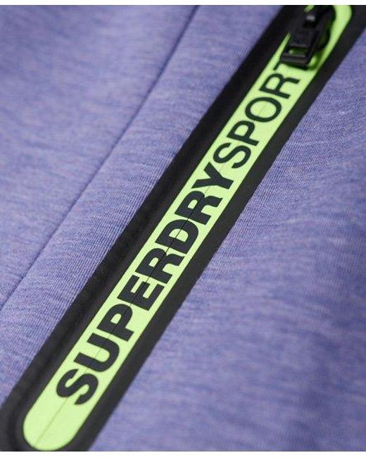 Superdry Purple Core Gym Tech Taped Funnel Hoodie Vibe Marl
