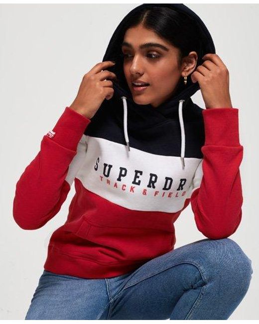Superdry Red Track & Field Colour Block Hoodie Primary