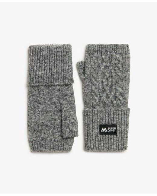 Superdry Gray Cable Luxe Handwarmer Gloves