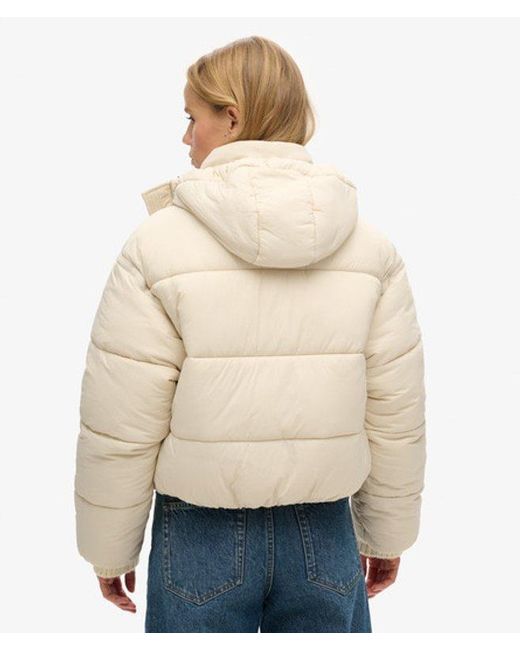 Superdry Natural & Co Fully Lined Embroidered Detail Cropped Cocoon Puffer Jacket
