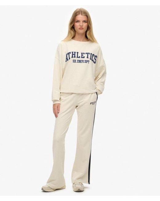Superdry Athletic joggingbroek Met Wijde Pijpen En Strepen in het Natural