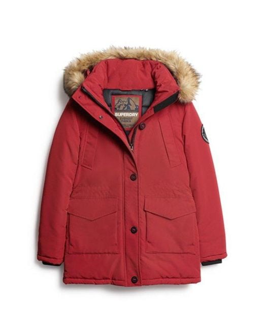 Superdry Red & Co Everest Faux Fur Hooded Parka Coat