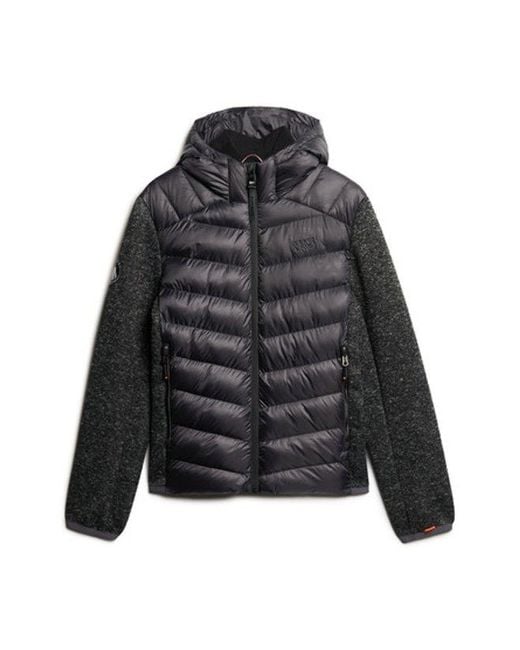 Superdry Gray Hooded Knit Storm Hybrid Jacket for men