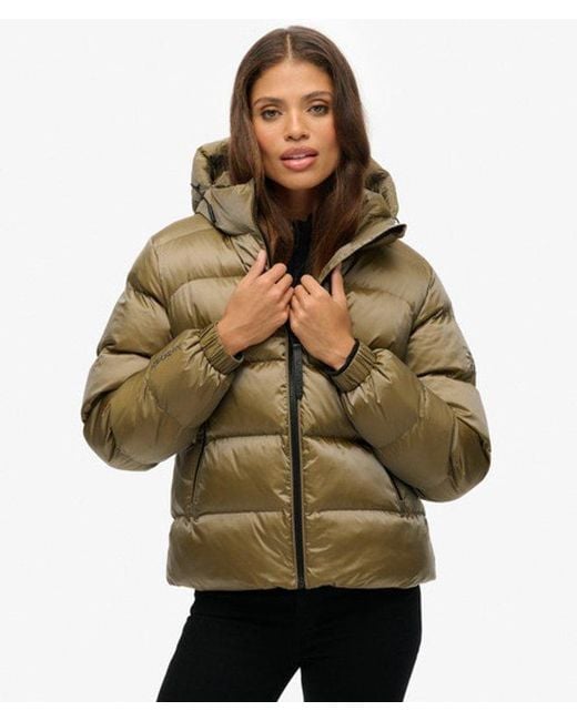 Superdry Green & Co Hooded Luxe Sports Puffer Jacket